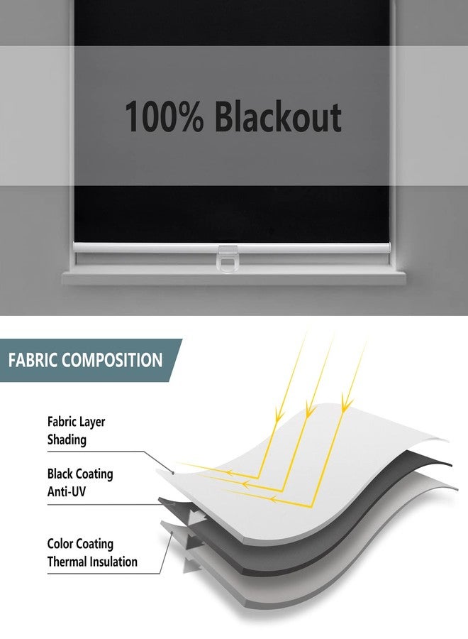 AOSKY Cordless Roller Shades Blackout Blinds for Windows Room Darkening Rolled Up Shades with Spring System, UV Protection Window Shades Door Blinds for Home and Office (23" W x 72" H, Black) - Image 5